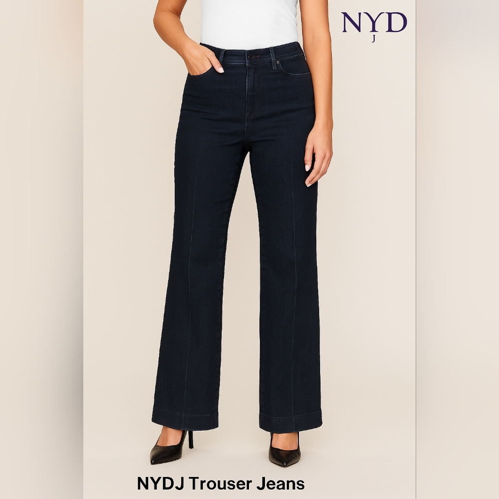 NYDJ Women's Dark Indigo Flare Wide Leg Jeans